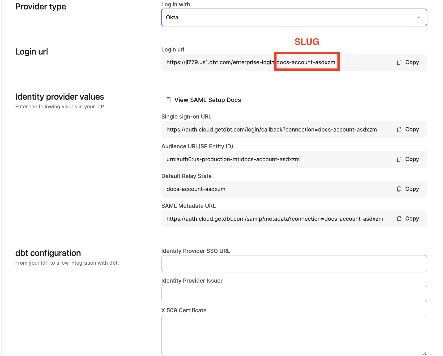 Configuring the application in dbt